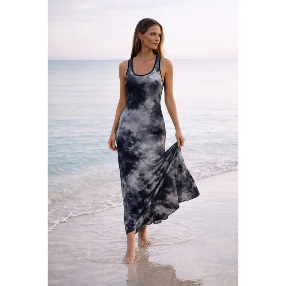 Go Couture Tie-Dye Longline Tank Dress Medium - Picture 5 of 14